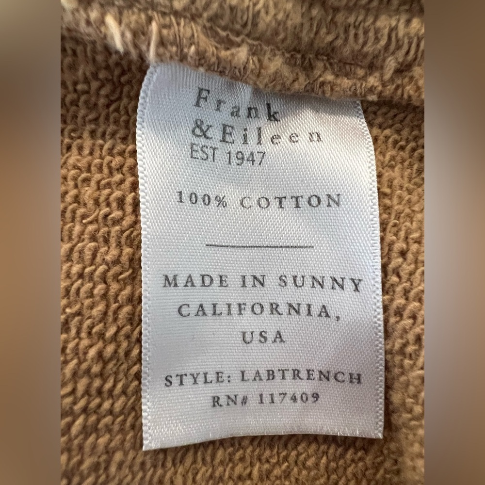 Frank & Eileen Belfast Sweatshirt Trench Coat in Camel Tan Womens Large - Picture 11 of 12